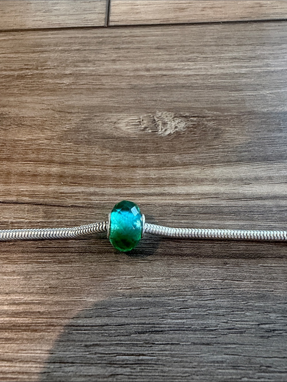 Faceted Green Glass Bead Charm for Bracelet